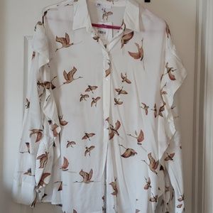 Printed blouse with ruffle detail